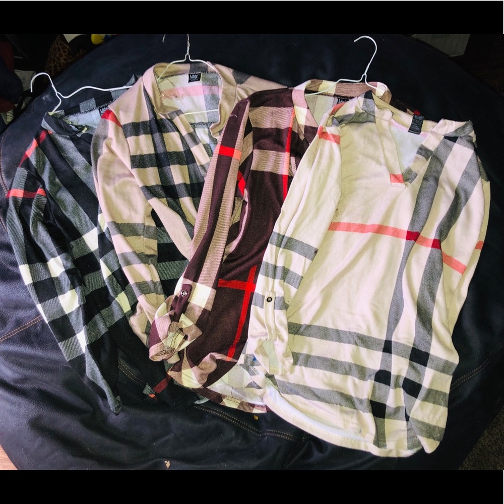 Lot of 4 Burberry like checked tunics size S/M